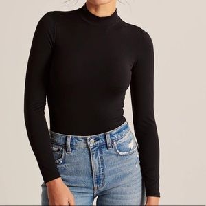 Abercrombie Seamless Black Mockneck Bodysuit